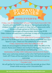 Poster for Upcoming Events For Families with Children