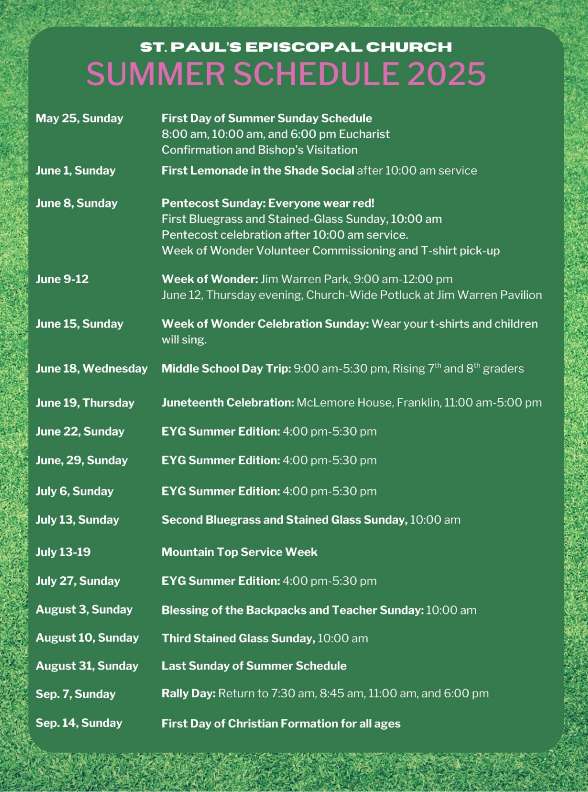 Summer Schedule 2025-2 Summer Schedule